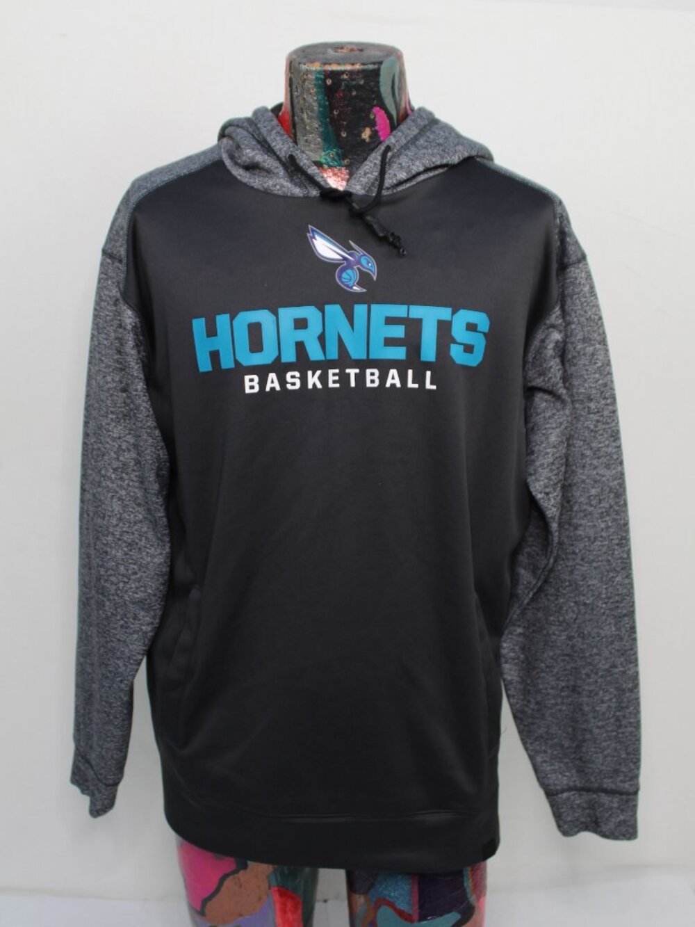 Charlotte Hornets Hoodie Mens Large Gray Black NBA Basketball Fanatics